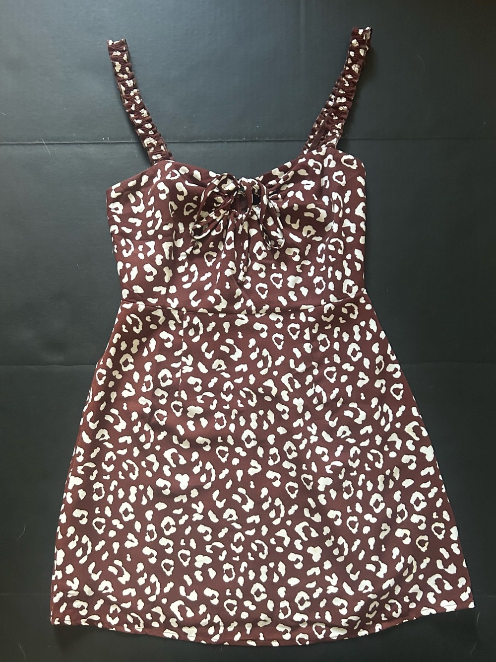 Cotton Candy Brown and White Leopard Print Tie-front Mini Dress